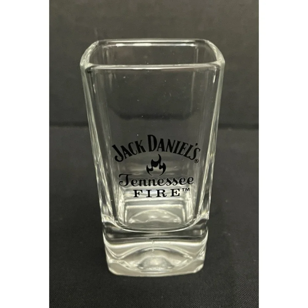 Jack Daniel's Shot Glass Set 4 Square Barware 2 oz Tennessee Honey Old No 7 Fire